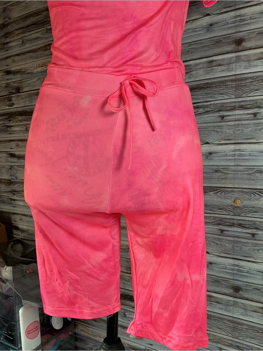 ⭐ Hot Pink Tie Dye Biker Short Lounge Set Two Piece Outfit