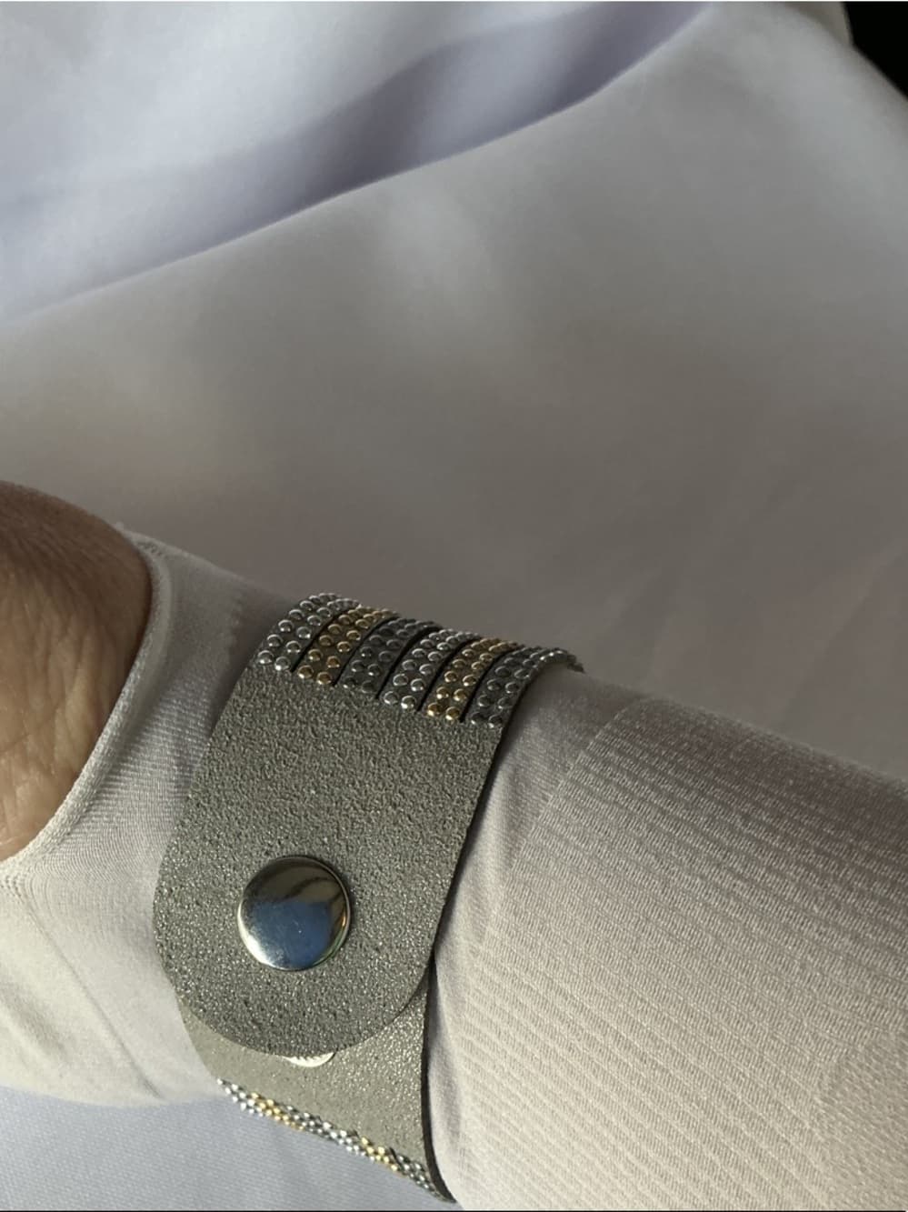 Rhinestone Wrap Bracelet Silver Gold Studded Layered Snap Cuff - Thumbnail 4