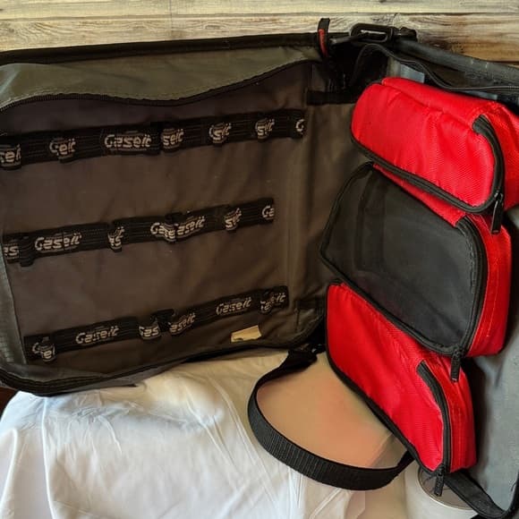 ★ Gastek Travel Organizer Portfolio Bag Document Case Red Black - Thumbnail 12