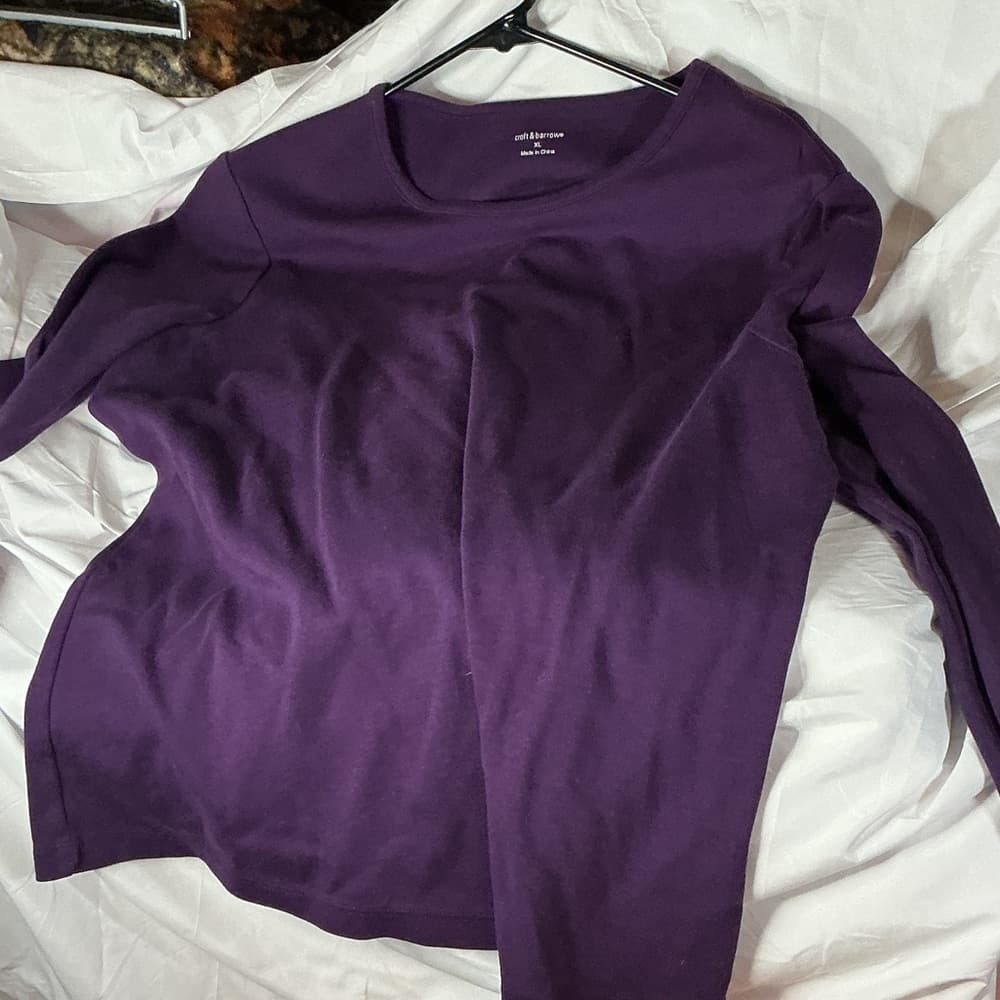 Croft & Barrow Deep Purple Long Sleeve Top - Thumbnail 3