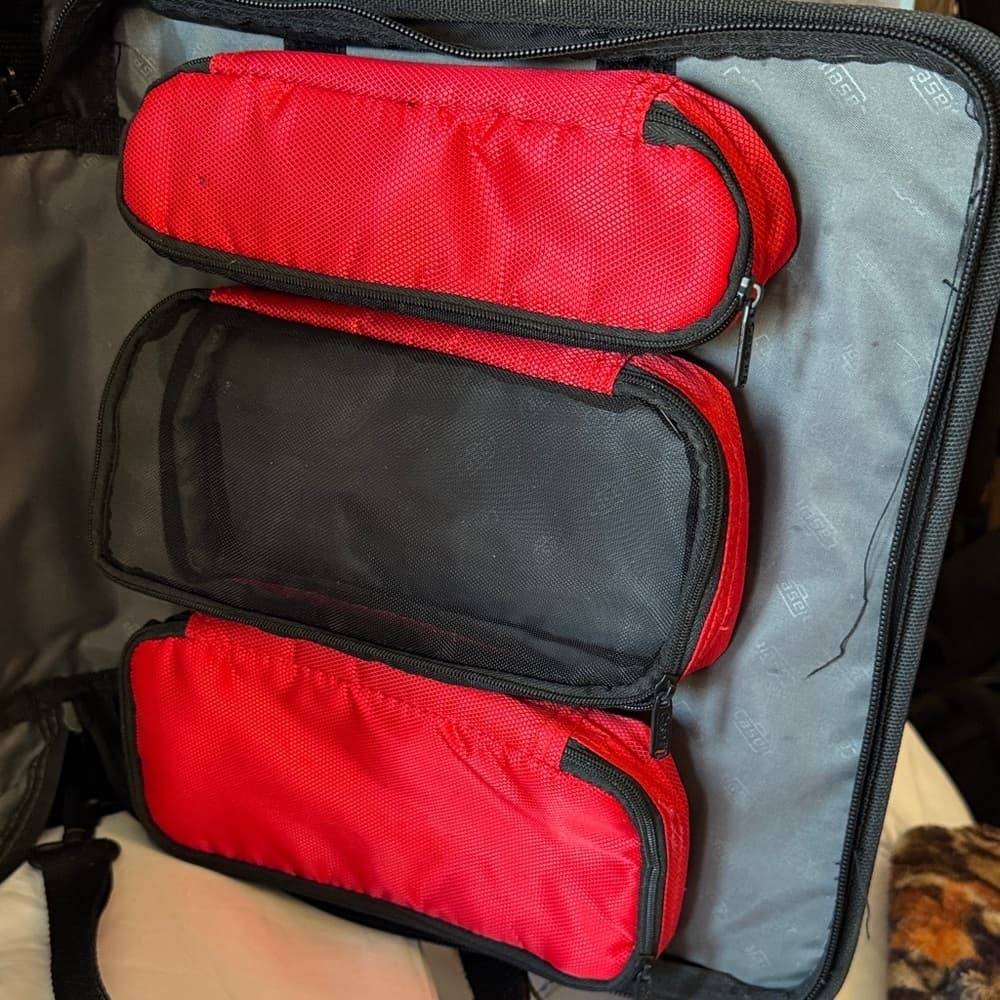 ★ Gastek Travel Organizer Portfolio Bag Document Case Red Black - Thumbnail 2