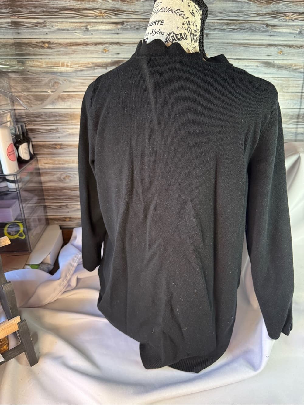 ★ Hawthorn Black Scallop Neck Sweater 1X Classic Chic Pullover - Thumbnail 2