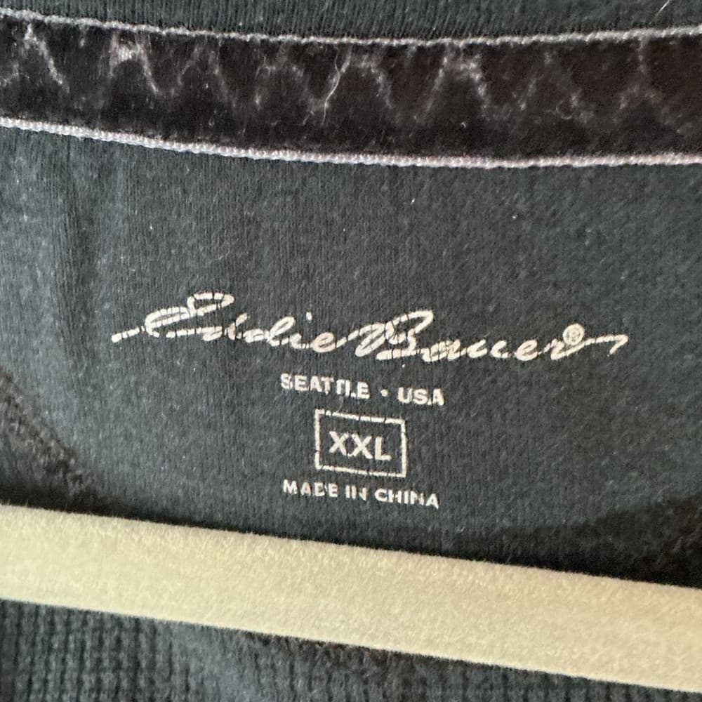 Eddie Bauer Black Long Sleeve Tee with Button Detail - Thumbnail 2