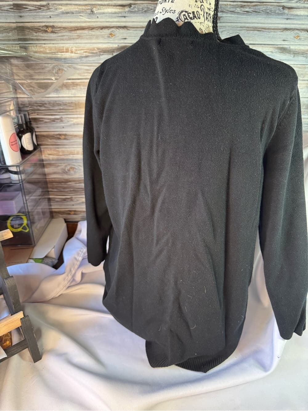 ★ Hawthorn Black Scallop Neck Sweater 1X Classic Chic Pullover - Thumbnail 3