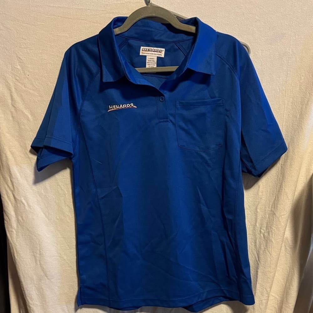 ★ Menards Blue Work Uniform Polo Shirt XL Embroidered Logo Pocket - Thumbnail 4