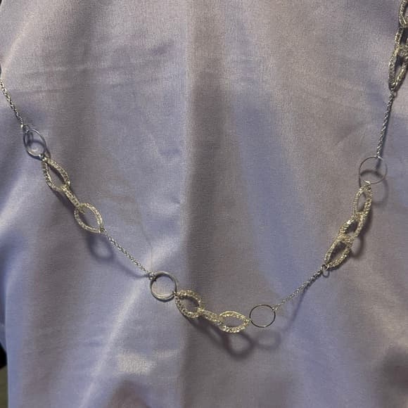 Sparkling Silver Link Statement Necklace - Thumbnail 12