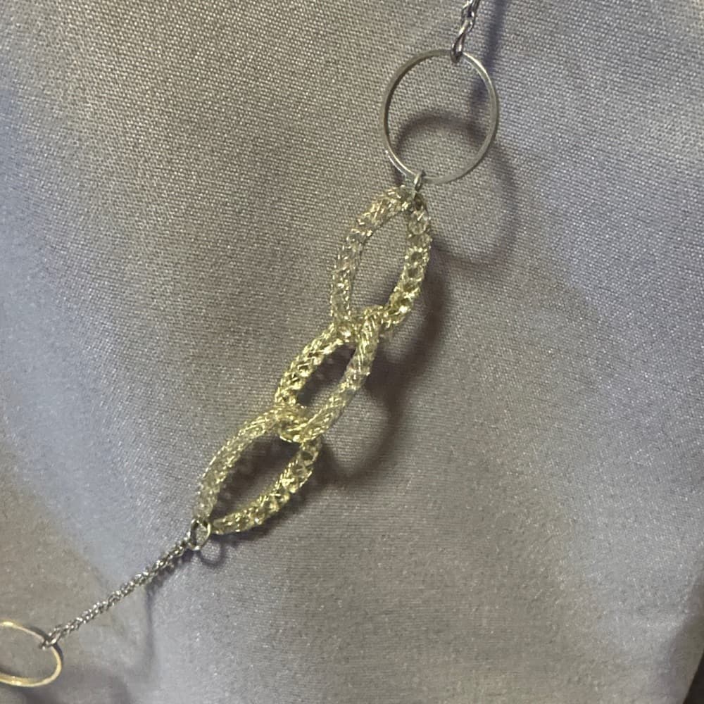 Sparkling Silver Link Statement Necklace - Thumbnail 2