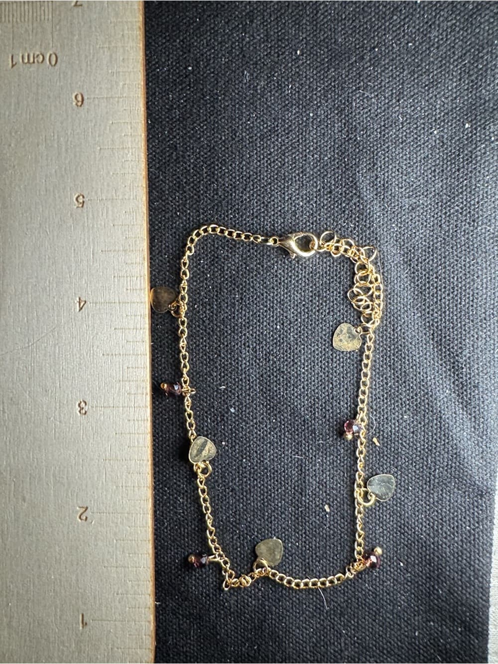 ★ Gold Tone Heart Charm Bracelet Purple Crystal Dainty Jewelry