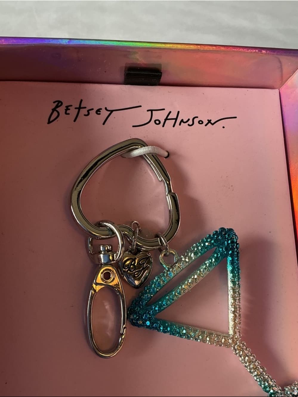 ★ Betsey Johnson Crystal Martini Glass Keychain Bag Charm Blue - Thumbnail 4