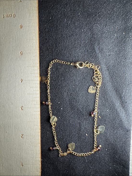 ★ Gold Tone Heart Charm Bracelet Purple Crystal Dainty Jewelry - Thumbnail 7