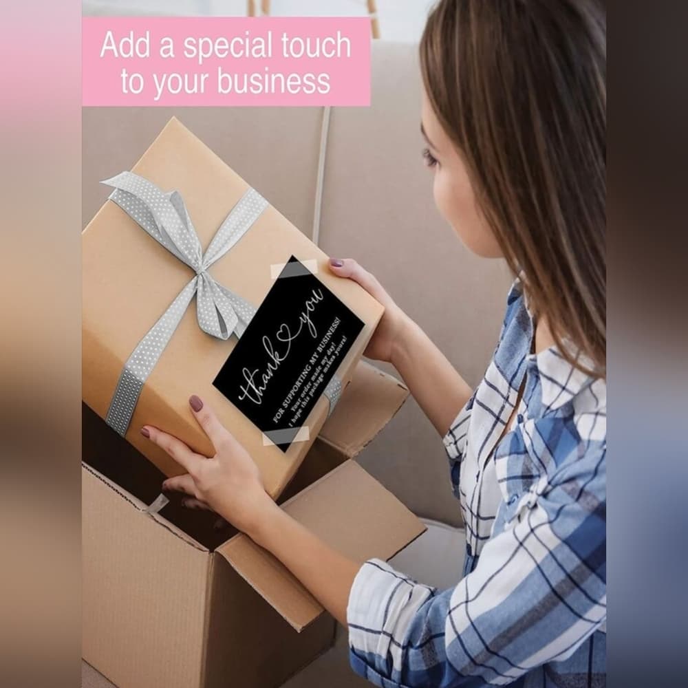★ 25 Black Thank You Cards Small Business Packaging Inserts Elegant