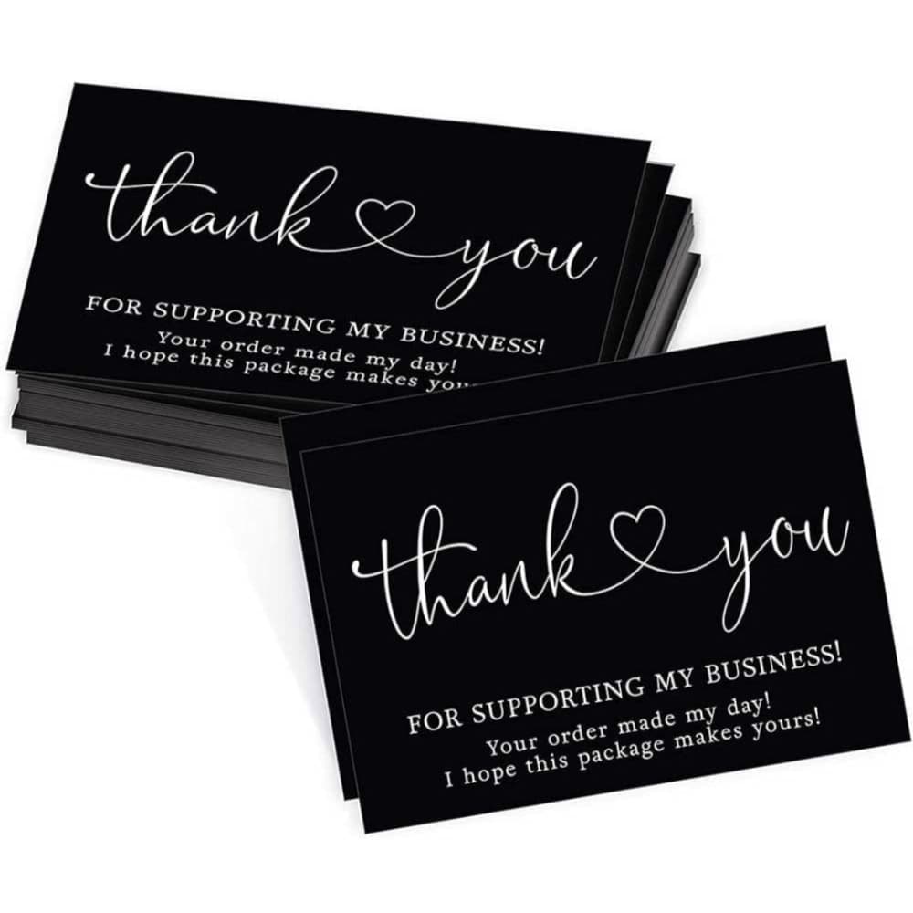 ★ 25 Black Thank You Cards Small Business Packaging Inserts Elegant - Thumbnail 7