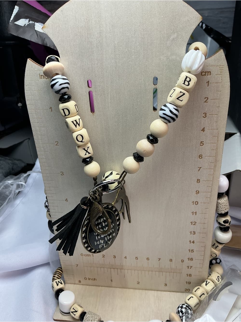 ⭐ Teacher Beaded Lanyard Necklace Boho Tassel Charm Gift - Thumbnail 3