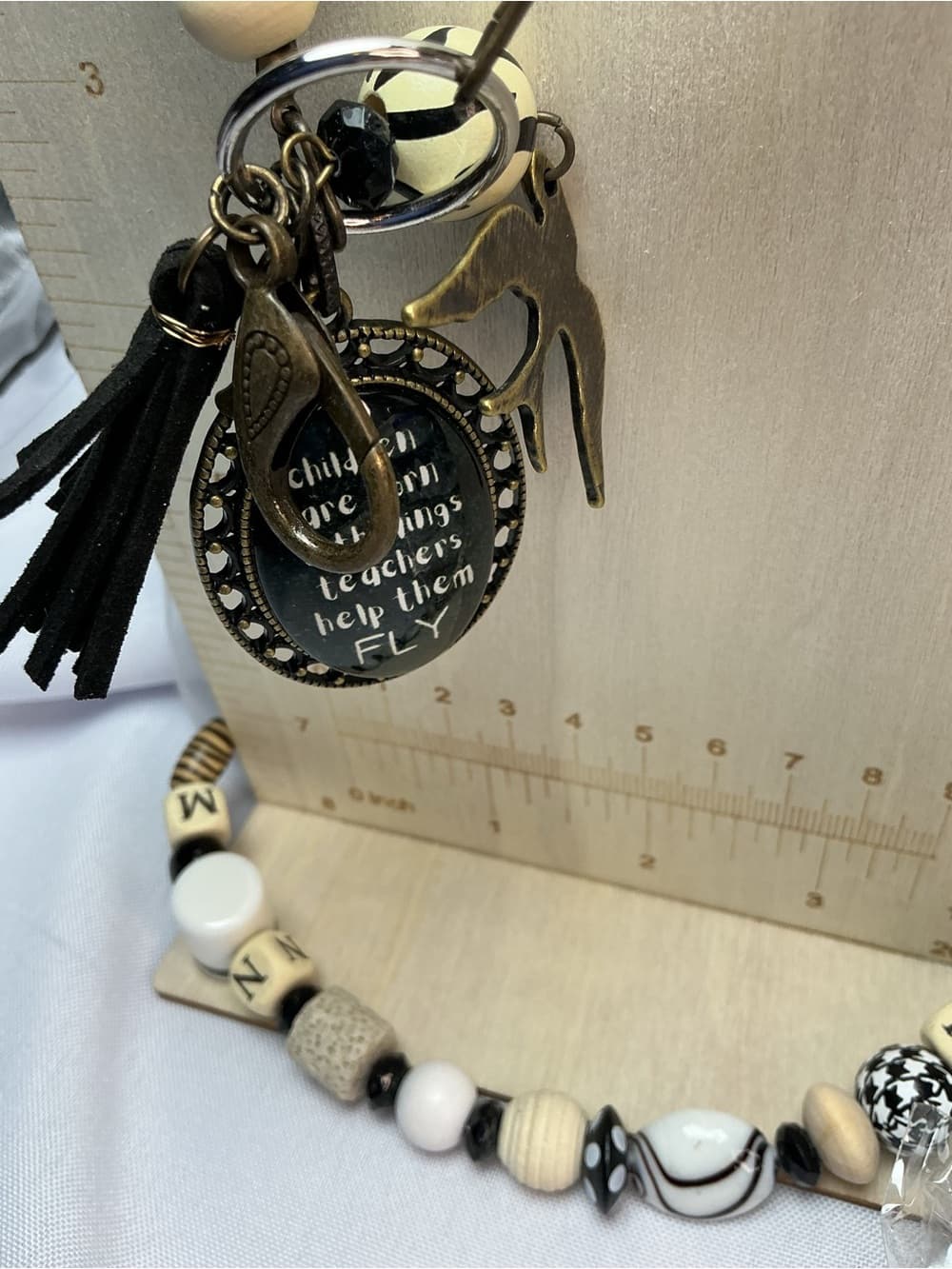 ⭐ Teacher Beaded Lanyard Necklace Boho Tassel Charm Gift - Thumbnail 2
