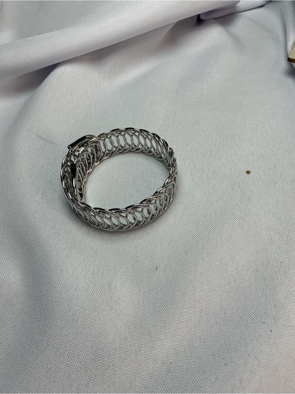 ★ Silver Twist Coil Cuff Bracelet Modern Statement Bangle - Thumbnail 3