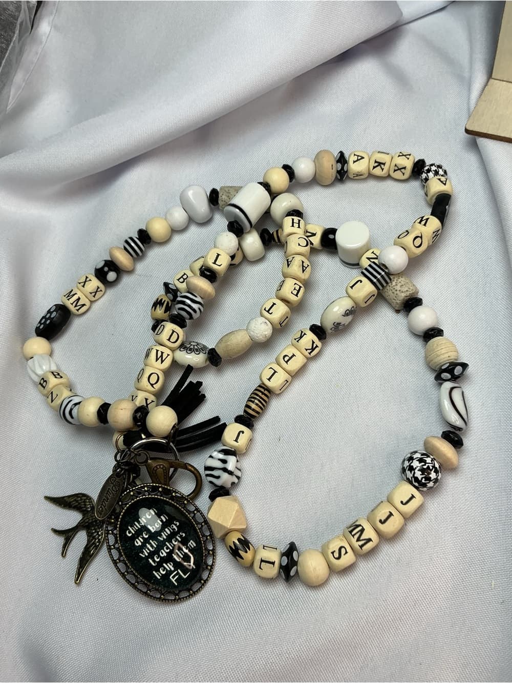 ⭐ Teacher Beaded Lanyard Necklace Boho Tassel Charm Gift - Thumbnail 4