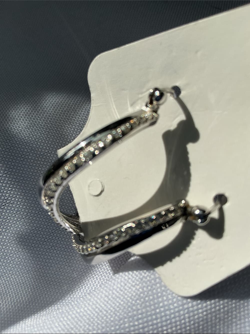 ⭐ Silver Rhinestone Hoop Earrings Classic Sparkle Glam Hoops - Thumbnail 2