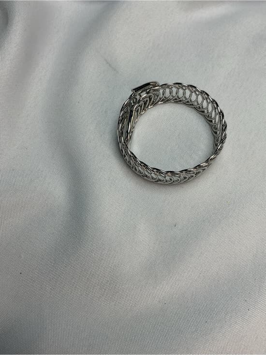 ★ Silver Twist Coil Cuff Bracelet Modern Statement Bangle - Thumbnail 5