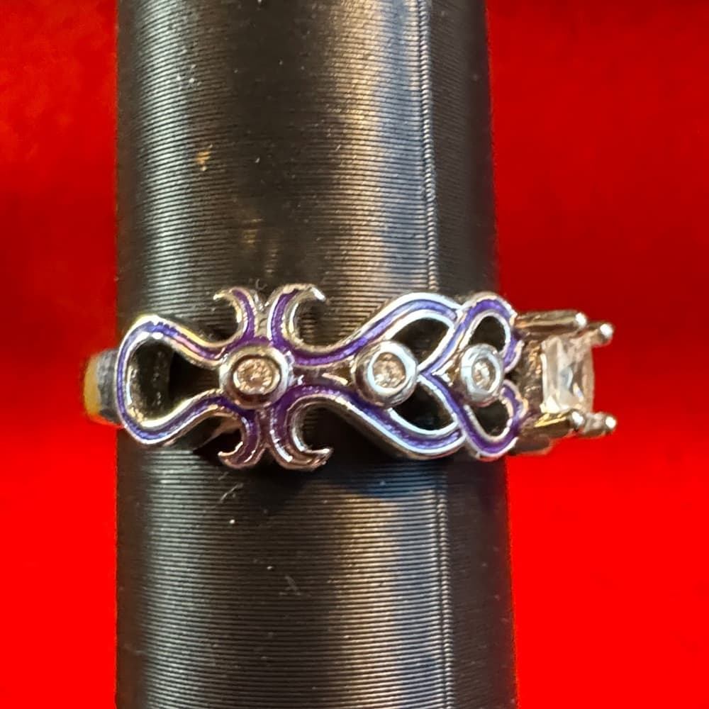 Elegant Silver and Purple Women's Ring - Thumbnail 3