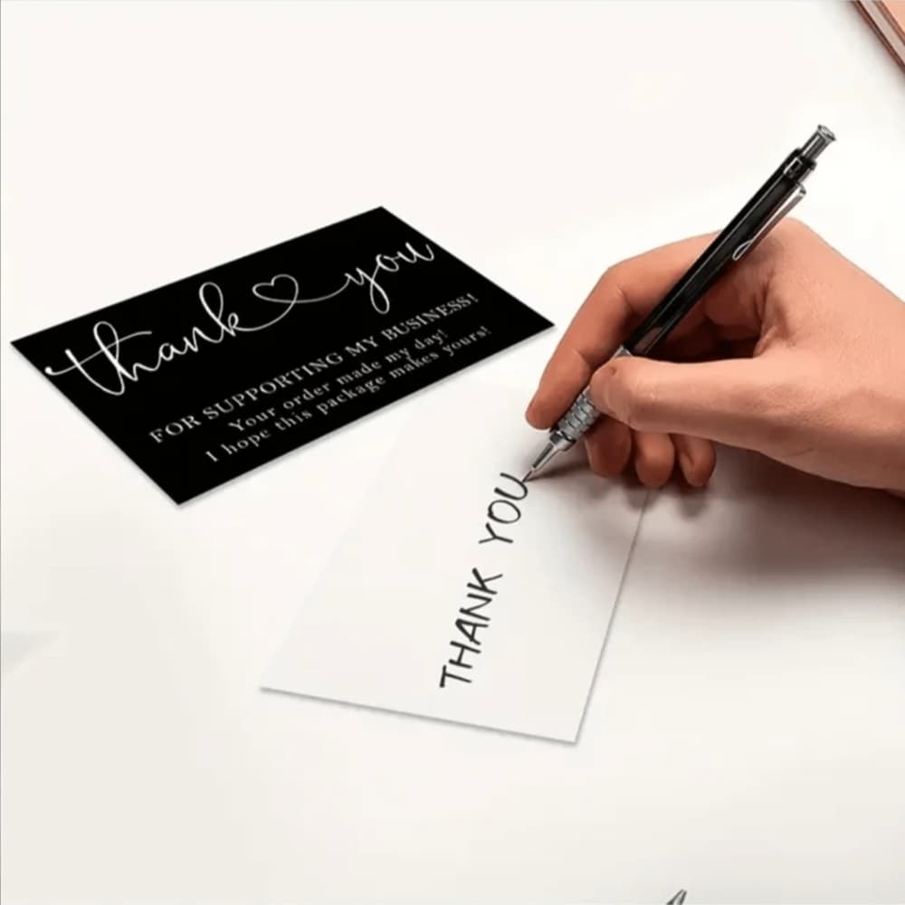★ 25 Black Thank You Cards Small Business Packaging Inserts Elegant - Thumbnail 6