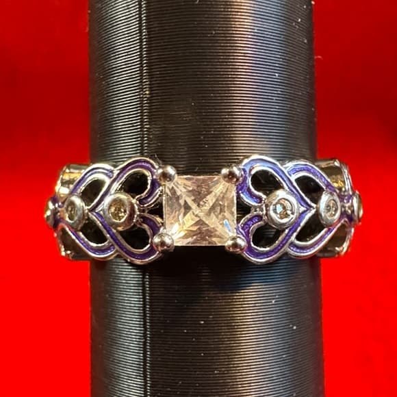 Elegant Silver and Purple Women's Ring - Thumbnail 5