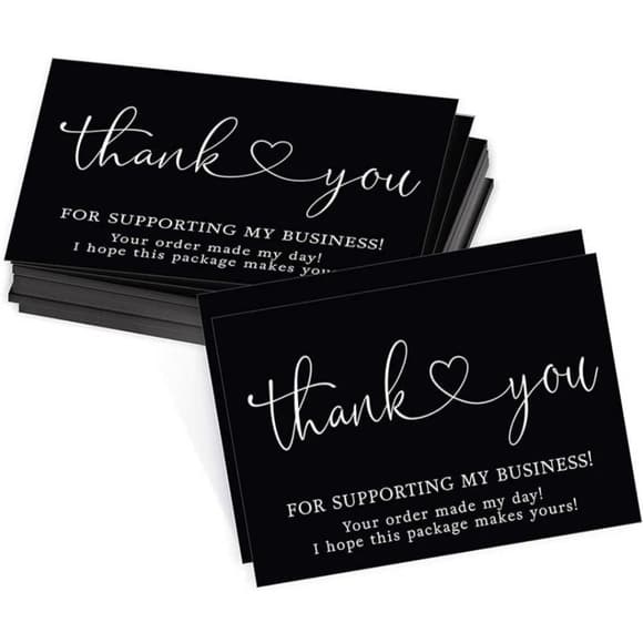 ★ 25 Black Thank You Cards Small Business Packaging Inserts Elegant - Thumbnail 8