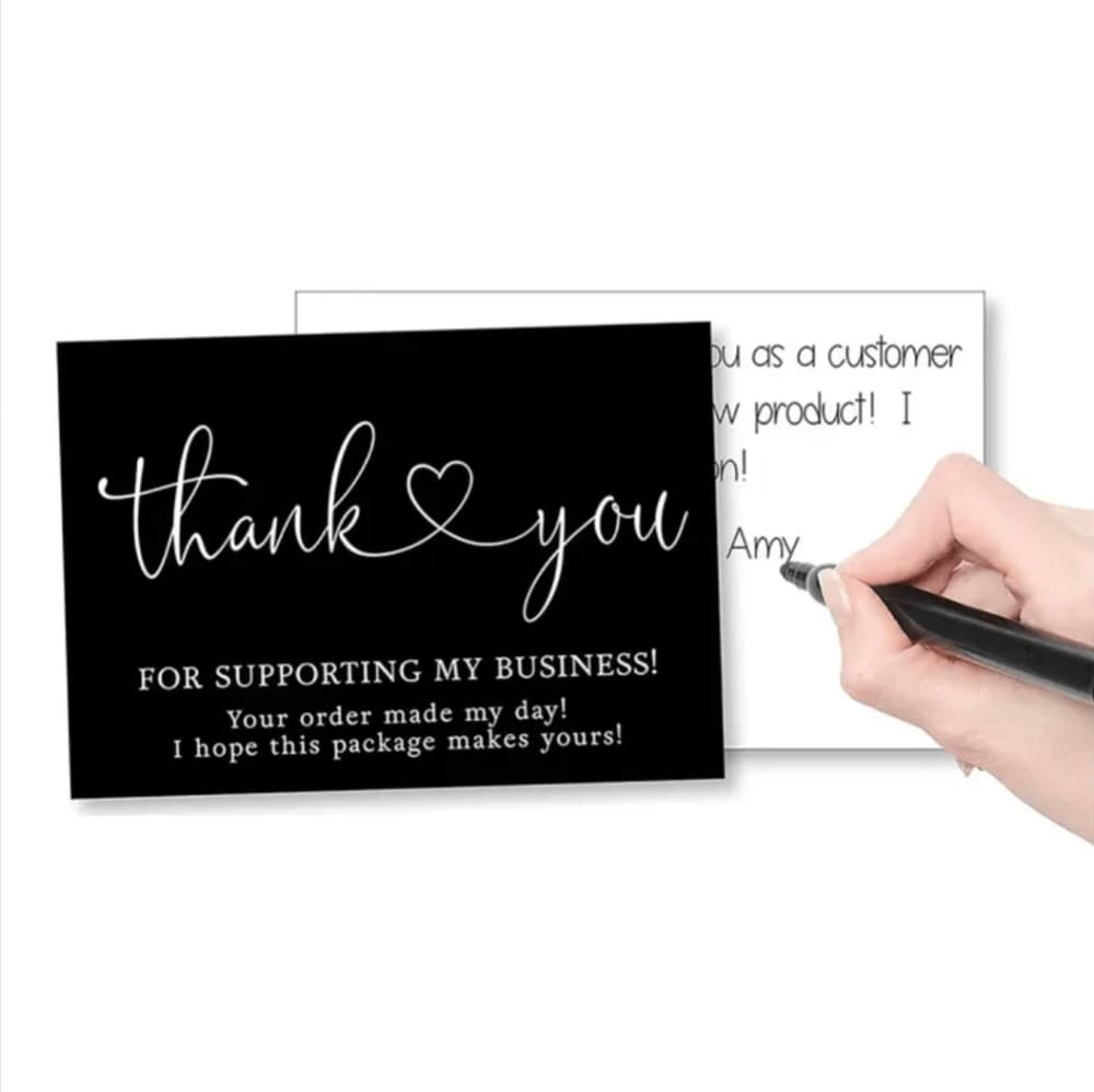 ★ 25 Black Thank You Cards Small Business Packaging Inserts Elegant - Thumbnail 4