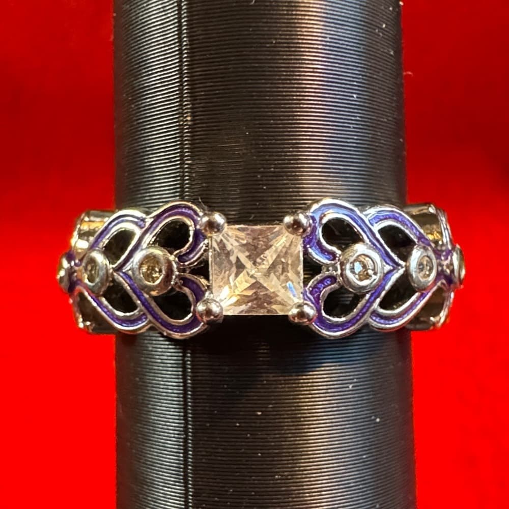 Elegant Silver and Purple Women's Ring - Thumbnail 4