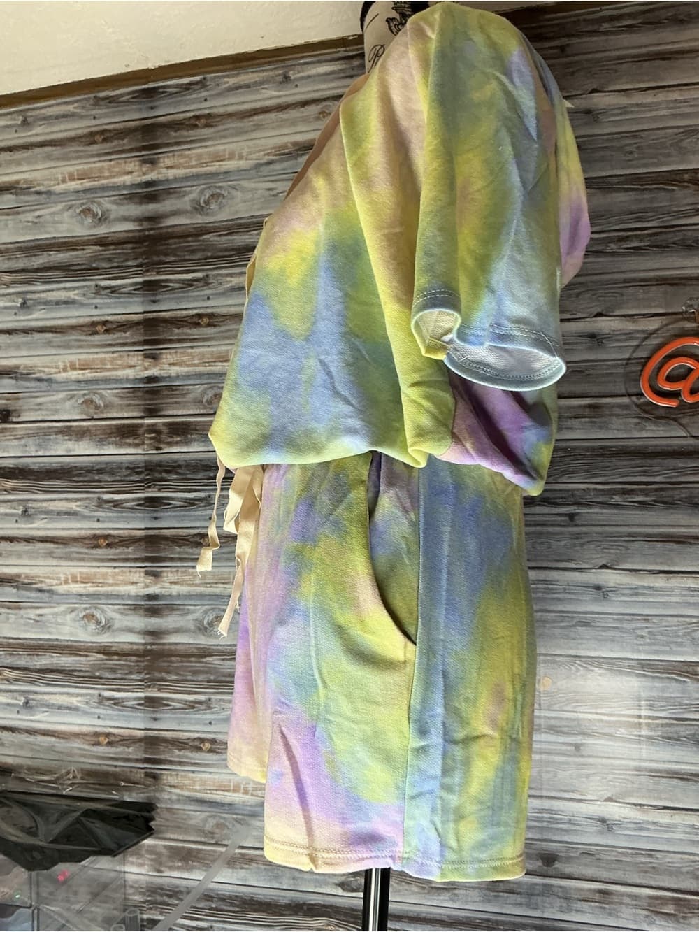★ Pastel Tie Dye Lounge Set Hooded Top & Shorts Cozy Chic - Thumbnail 3