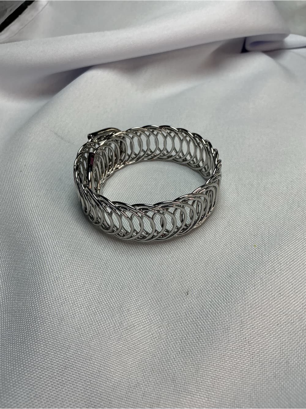 ★ Silver Twist Coil Cuff Bracelet Modern Statement Bangle