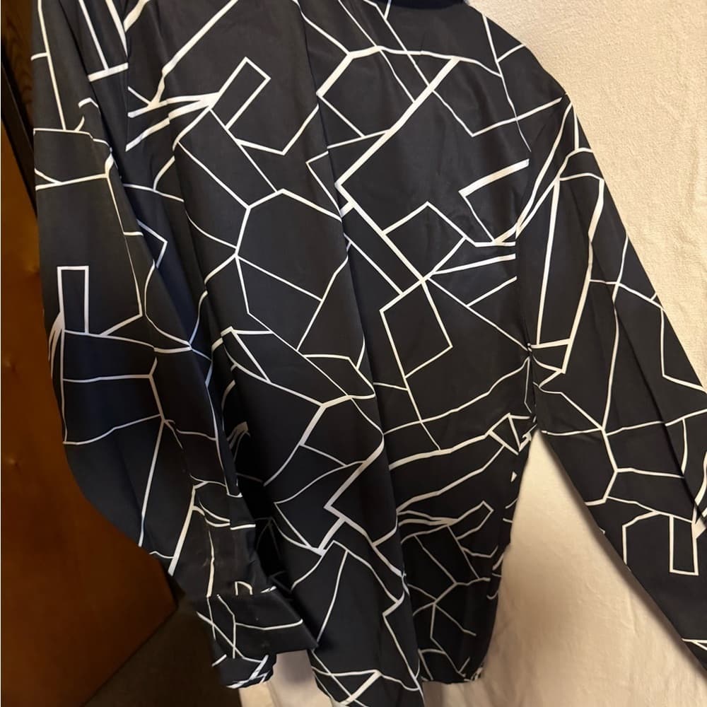Geometric Black and White Women's Top - Thumbnail 3