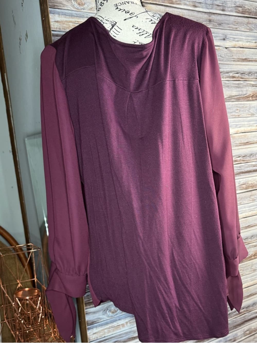 ⭐ Mauve V Neck Blouse Long Sleeve Flowy Top Women Lightweight - Thumbnail 9