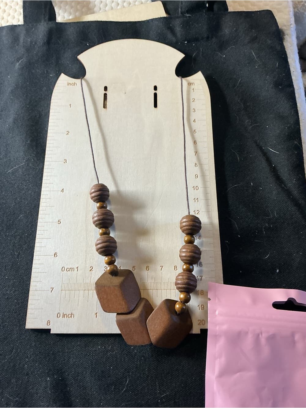 ★ Boho Wooden Bead Geometric Statement Necklace - Thumbnail 3