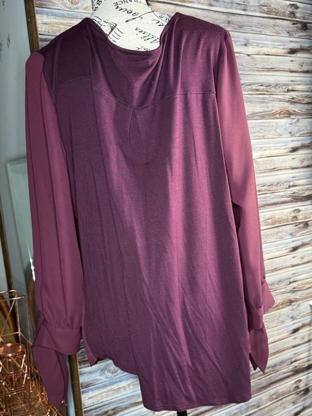 ⭐ Mauve V Neck Blouse Long Sleeve Flowy Top Women Lightweight - Thumbnail 8