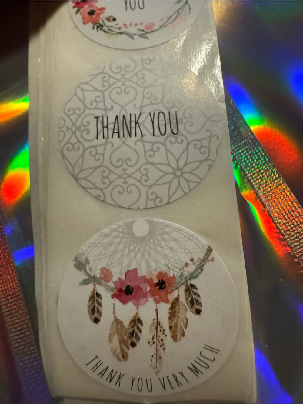 ★ 60 Boho Floral Thank You Stickers Boutique Packaging Labels