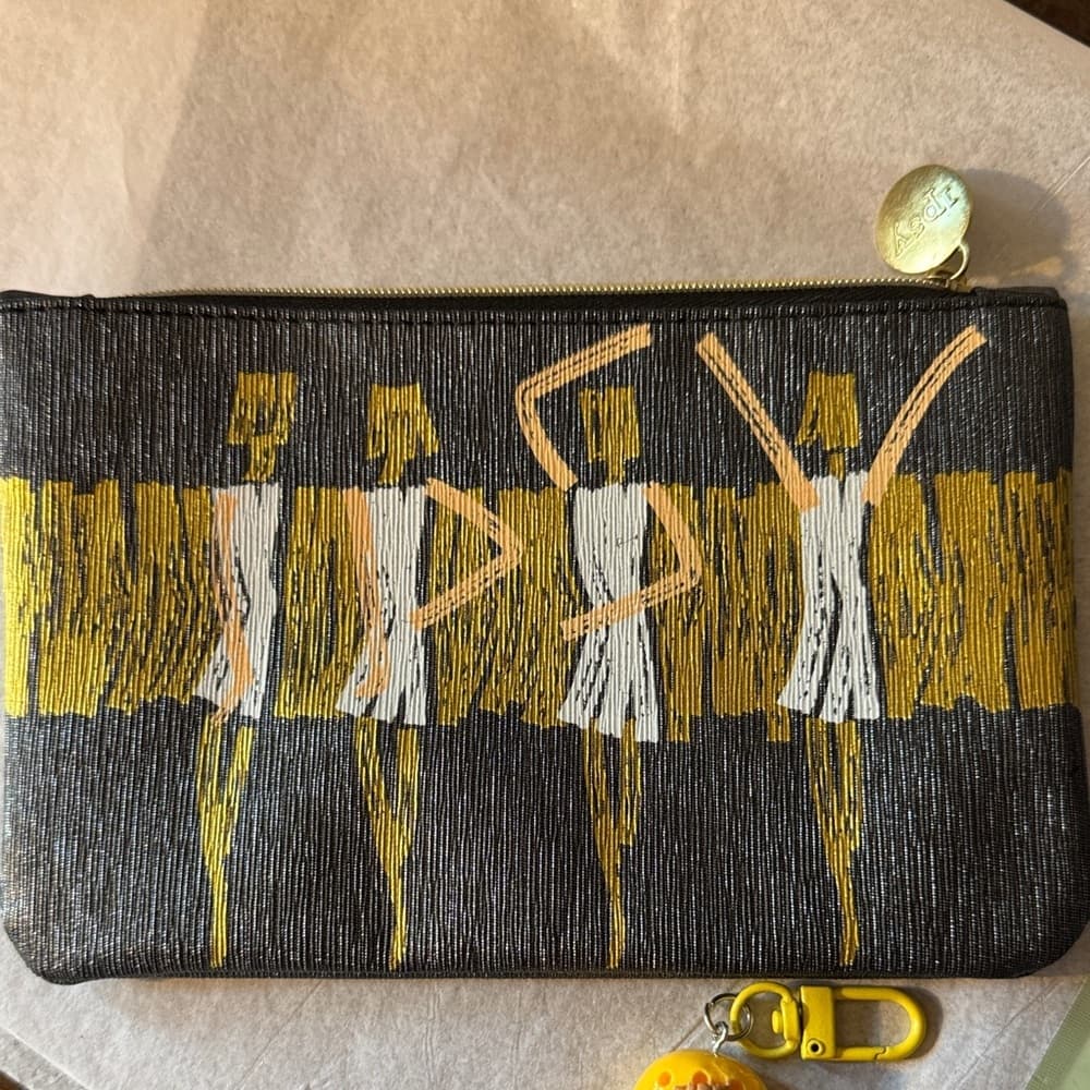 Gray and Yellow Dance-Themed Pouch
