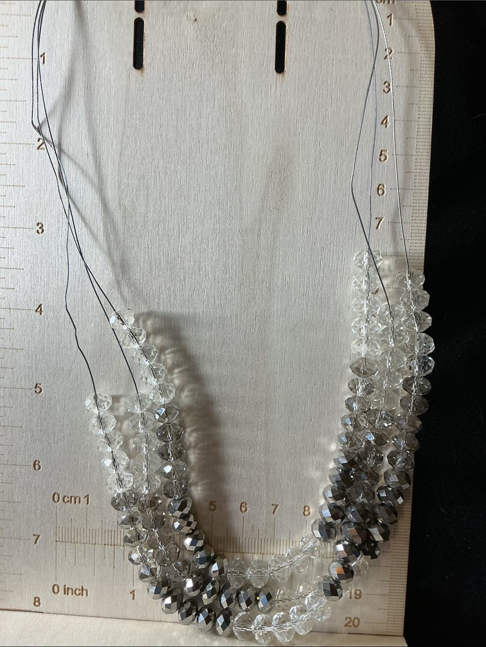 ★ Layered Crystal Beaded Necklace Silver Gray Statement Jewelry - Thumbnail 5
