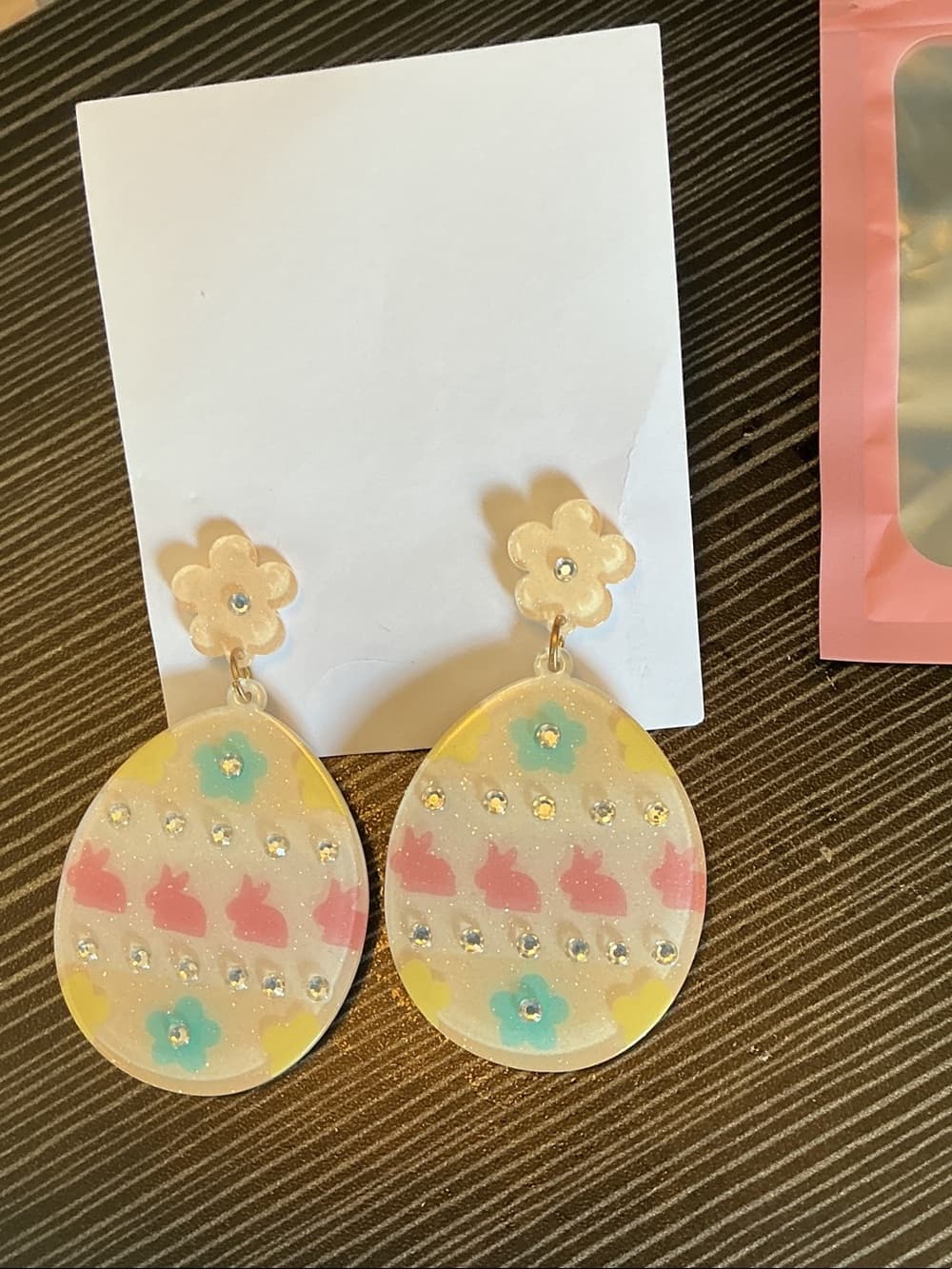 ★ Easter Bunny Egg Dangle Earrings Pastel Glitter Floral Rhinestone