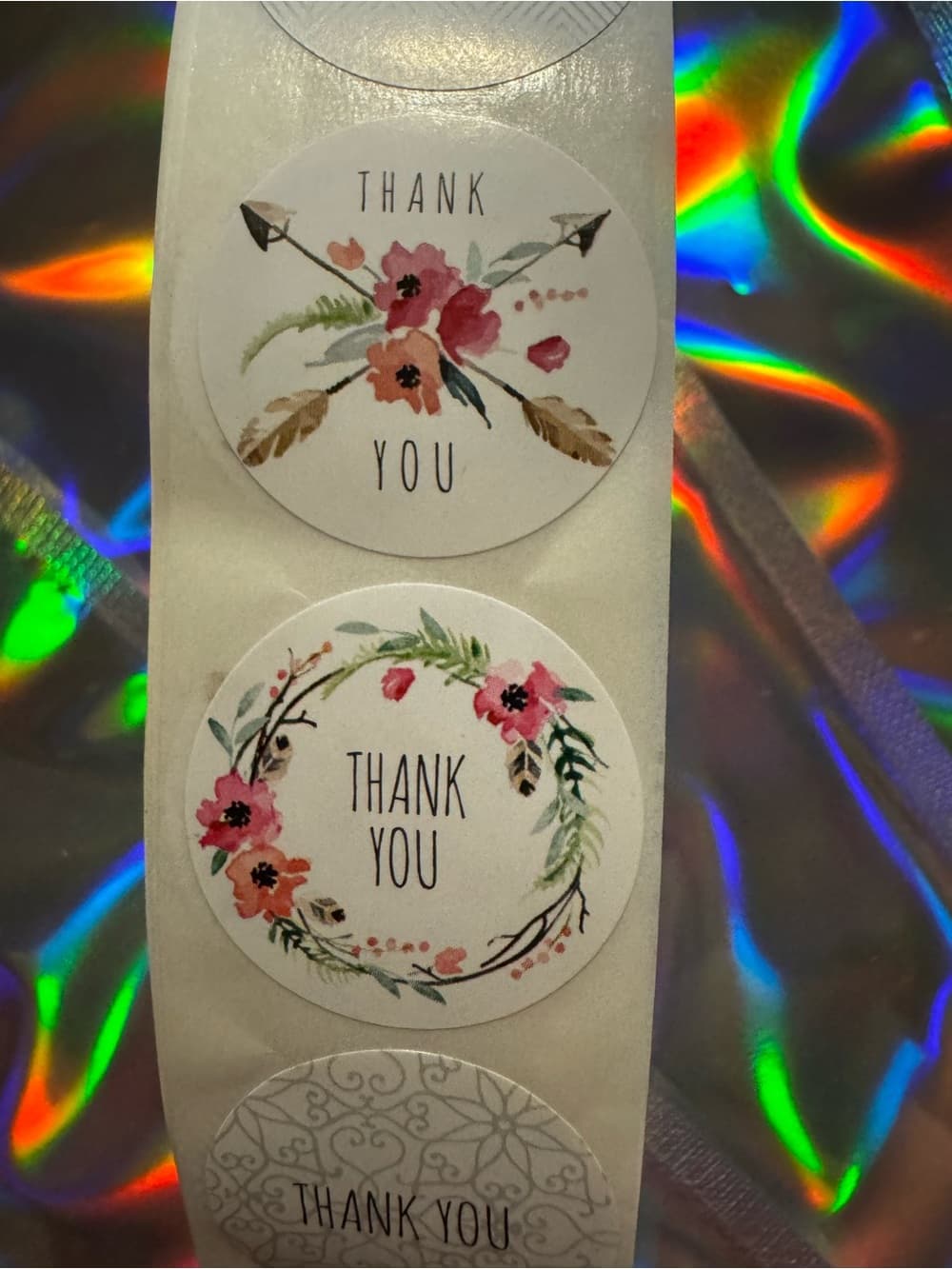 ★ 60 Boho Floral Thank You Stickers Boutique Packaging Labels - Thumbnail 3