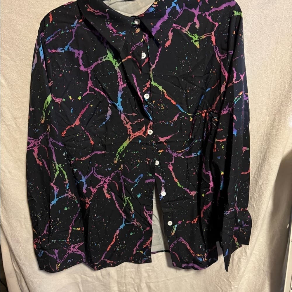 Colorful Splatter Button-Up Shirt