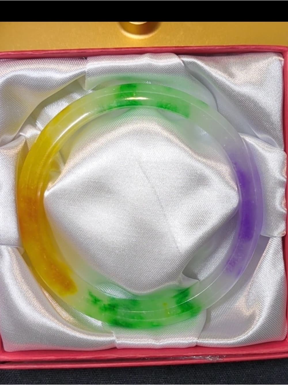 ⭐ Rainbow Frosted Jade Style Bangle Bracelet Colorful Statement Cuff