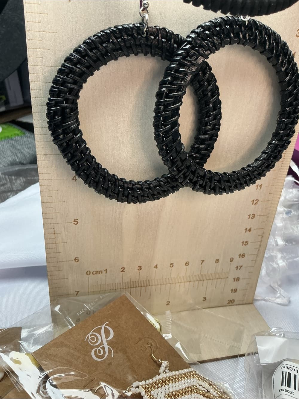 ⭐ Black Beaded Coil Bracelet Boho Stretch Statement Layered Chic
