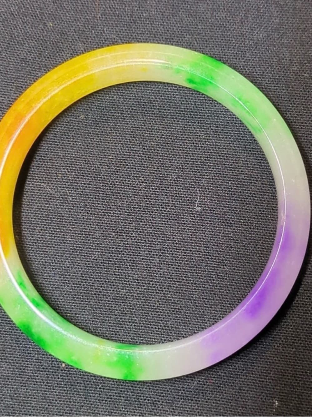 ⭐ Rainbow Frosted Jade Style Bangle Bracelet Colorful Statement Cuff - Thumbnail 2