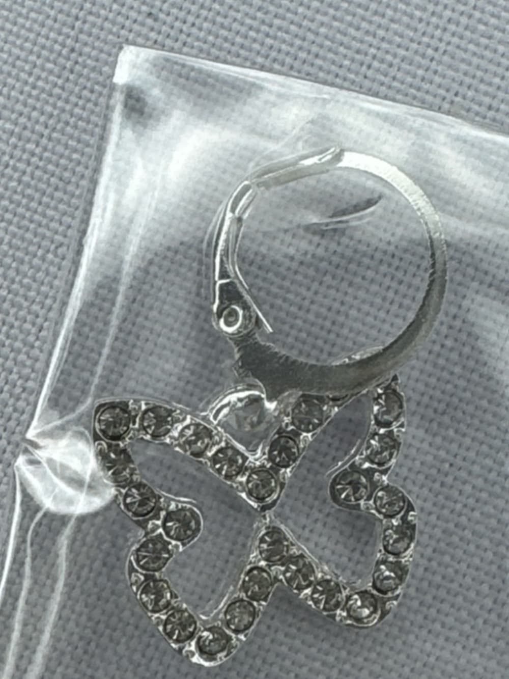 Rhinestone Butterfly Jewelry Set Necklace Bracelet Earrings Silver - Thumbnail 8