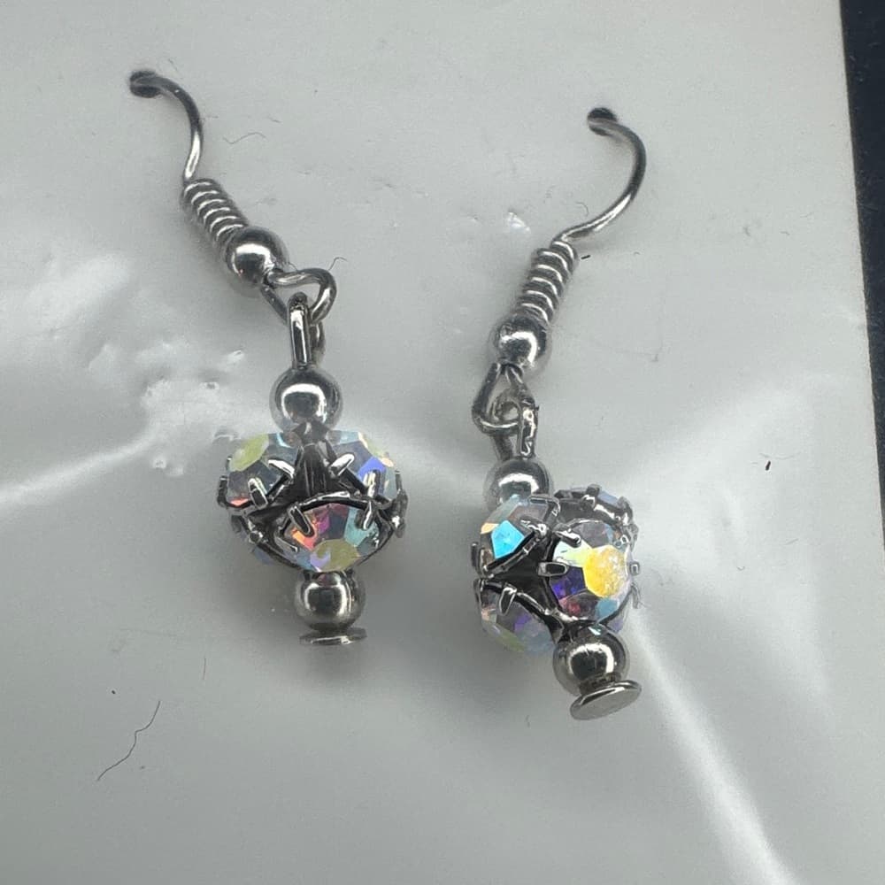 ⭐ Iridescent Crystal Drop Earrings | Multicolor Beaded Dangle - Thumbnail 3