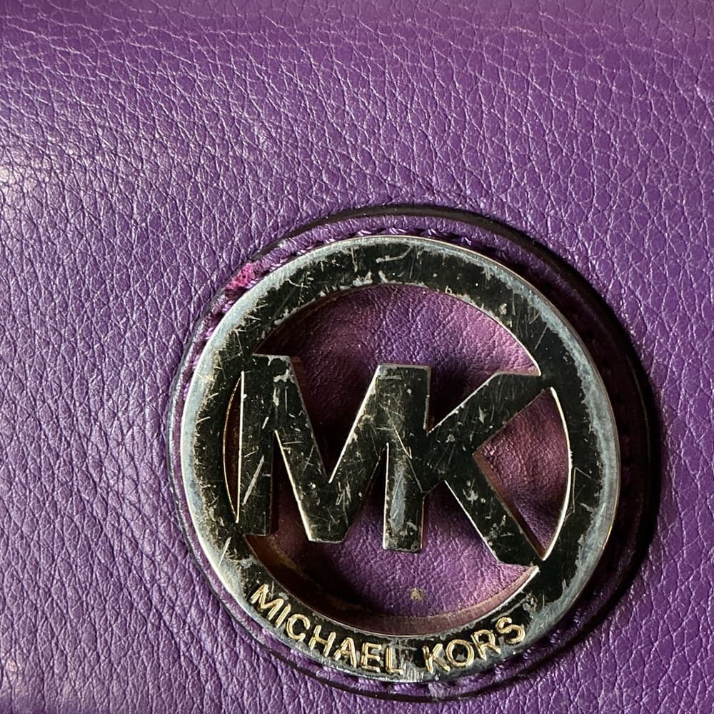 ★ Michael Kors Purple Leather Wallet Organizer Clutch MK Logo - Thumbnail 8