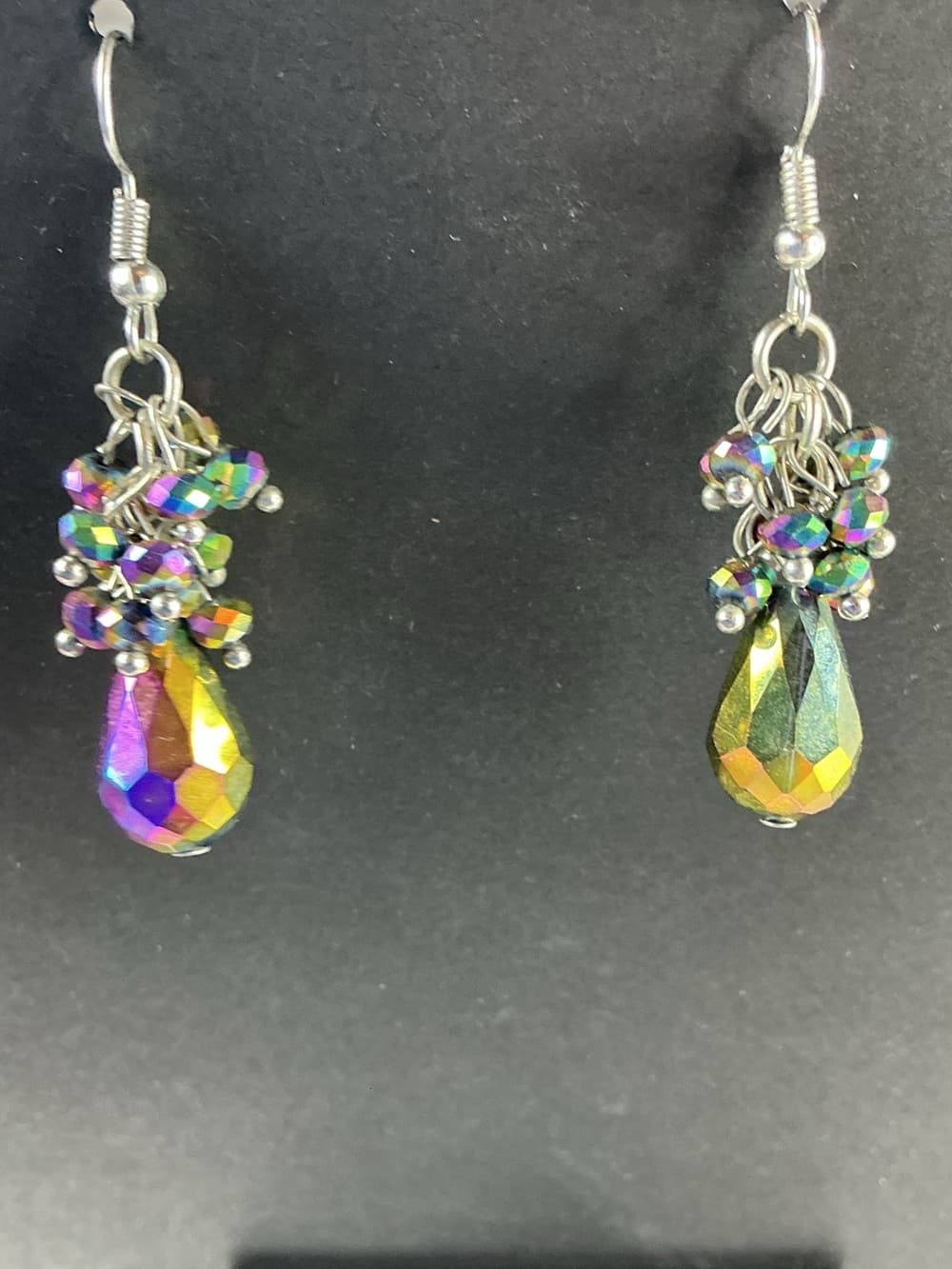 ⭐ Iridescent Crystal Drop Earrings | Multicolor Beaded Dangle
