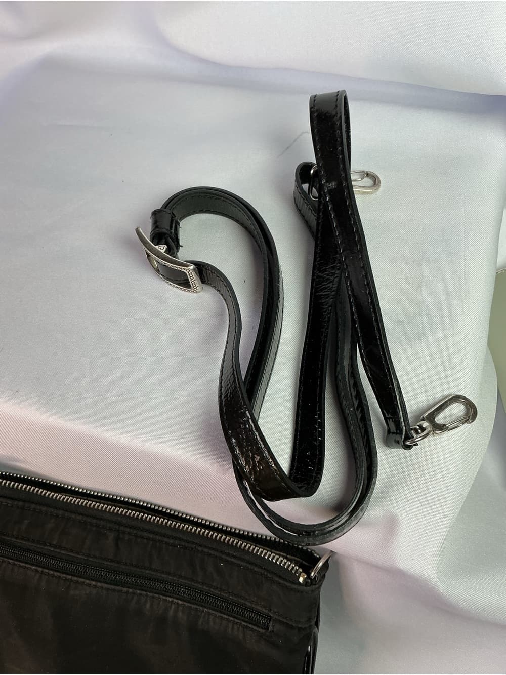 ★ Brighton Black Patent Croc Embossed Organizer Crossbody Wallet Bag - Thumbnail 7