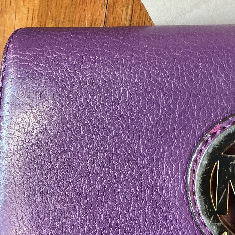 ★ Michael Kors Purple Leather Wallet Organizer Clutch MK Logo - Thumbnail 7