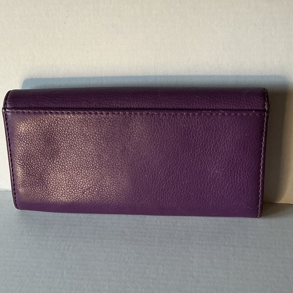 ★ Michael Kors Purple Leather Wallet Organizer Clutch MK Logo - Thumbnail 2